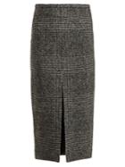 Rochas Check Wool-blend Pencil Skirt