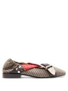 Matchesfashion.com Toga - Cross Strap Checked Wool Flats - Womens - Red Multi