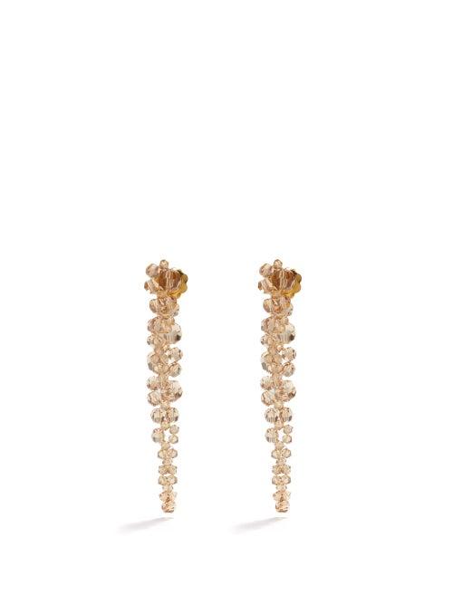 Simone Rocha - Crystal Drop Earrings - Womens - Brown