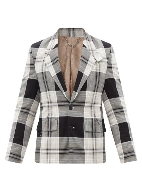 Charles Jeffrey Loverboy - They Them Check Recycled-twill Suit Jacket - Mens - Black