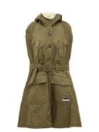 Matchesfashion.com Miu Miu - Hooded Twill And Faux Shearling Cape - Womens - Khaki