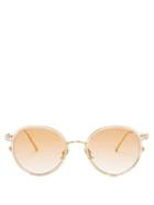 Matchesfashion.com Linda Farrow - Mirrored Rose Gold Plated Round Sunglasses - Womens - Gold Multi