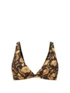 Matchesfashion.com Matteau - The Plunge Floral-print Triangle Bikini Top - Womens - Yellow Print