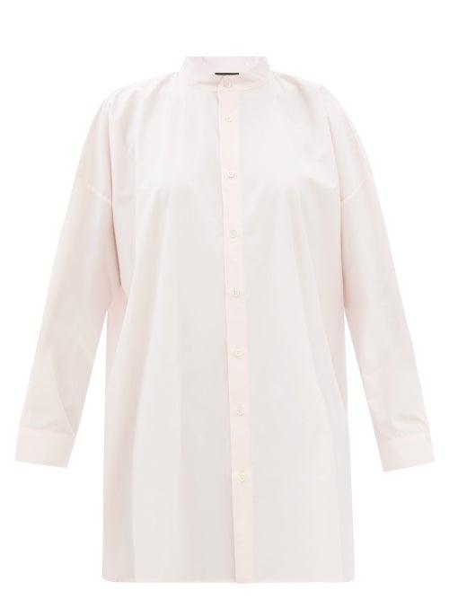 Eskandar - Stand-collar Oversized Cotton-poplin Shirt - Womens - Light Pink