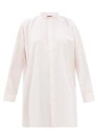 Eskandar - Stand-collar Oversized Cotton-poplin Shirt - Womens - Light Pink