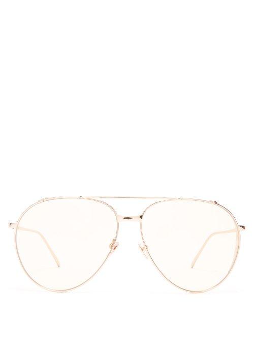 Matchesfashion.com Linda Farrow - Aviator Rose Gold Plated Sunglasses - Womens - Rose Gold