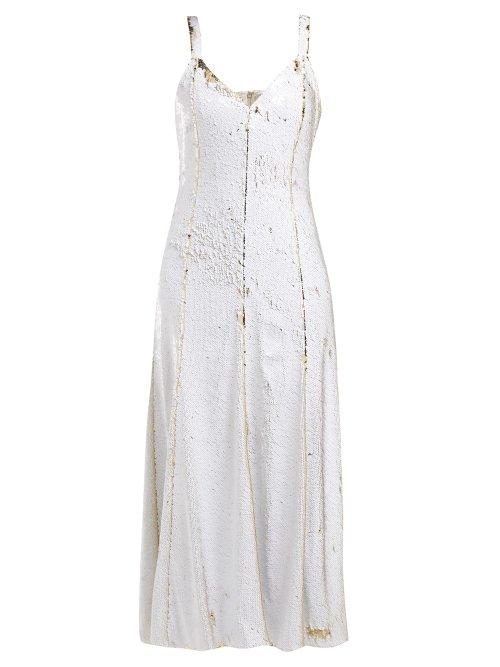 Matchesfashion.com Racil - Marylin Sequinned Tulle Midi Dress - Womens - White Gold