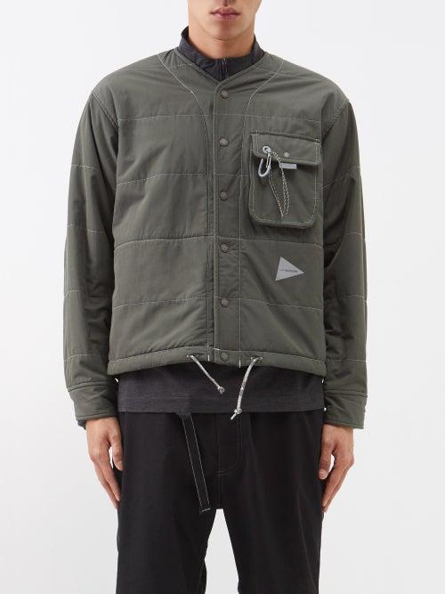 And Wander - T/c Alpha Collarless Padded-shell Jacket - Mens - Khaki