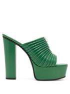 Matchesfashion.com Givenchy - Ribbed Leather Platform Mules - Womens - Green