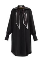 Matchesfashion.com Givenchy - Scarf-neck Silk Crepe De Chine Shirt Dress - Womens - Black