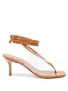 Ladies Shoes Amina Muaddi - Zula 70 Clear-strap Leather Sandals - Womens - Nude