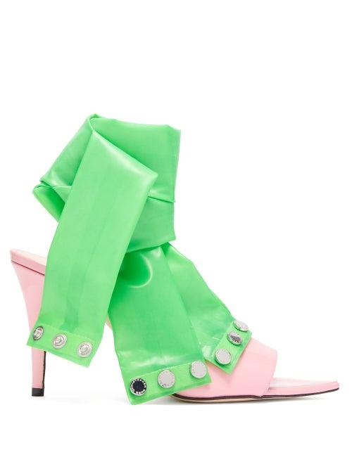 Matchesfashion.com Christopher Kane - Latex Strap Patent Leather Mules - Womens - Pink Multi