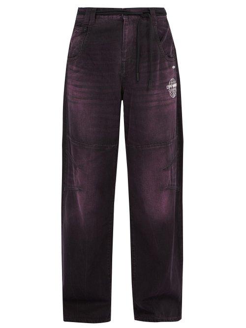 Matchesfashion.com Off-white - Wide Leg Logo Print Jeans - Mens - Purple