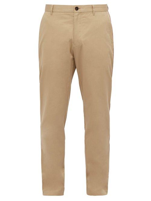 Matchesfashion.com Burberry - Icon Stripe Slim Leg Cotton Twill Chino Trousers - Mens - Camel