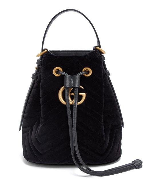 Matchesfashion.com Gucci - Gg Marmont Velvet Bucket Bag - Womens - Black