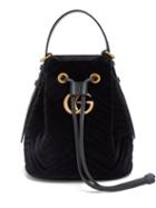 Matchesfashion.com Gucci - Gg Marmont Velvet Bucket Bag - Womens - Black