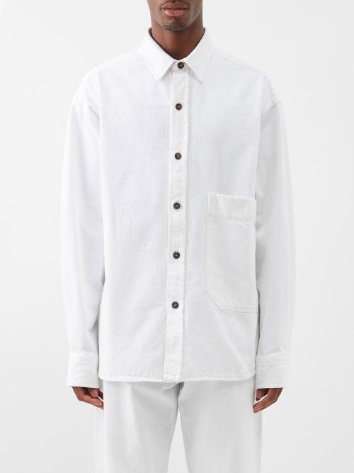 Studio Nicholson - Waist-pocket Cotton Oversized Shirt - Mens - White
