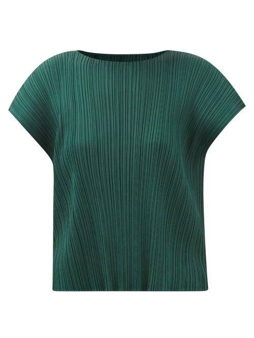 Pleats Please Issey Miyake - Technical-pleated Top - Womens - Dark Green