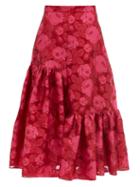 Matchesfashion.com Erdem - Gaura Floral Fil-coup Organza Midi Skirt - Womens - Pink