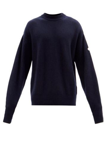 4 Moncler Hyke - Logo-patch Cashmere-blend Sweater - Mens - Navy