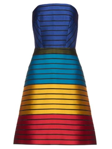 Mary Katrantzou Freesia Strapless Striped Colour-block Dress