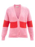 Molly Goddard - Peggy Stripe-intarsia Mohair-blend Cardigan - Womens - Pink Multi