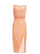 Matchesfashion.com Altuzarra - Eleonora Gingham Print Silk Midi Dress - Womens - Orange Multi