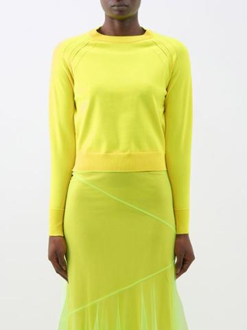 Molly Goddard - Snay Lace-shoulder Sweater - Womens - Neon Yellow