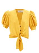 Matchesfashion.com Adriana Degreas - Tie-front Blouse - Womens - Yellow