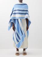 Vita Kin - Gaia Striped Linen Cape - Womens - Blue Multi