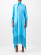 Taller Marmo - Mrs. Ross Scarf Fringed Crepe Kaftan Dress - Womens - Blue