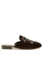 Lanvin Bead-embellished Backless Suede Loafers