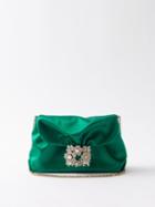 Roger Vivier - Bouquet Strass Mini Satin Bag - Womens - Green