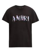 Matchesfashion.com Amiri - Floral Logo-print Cotton-jersey T-shirt - Mens - Black