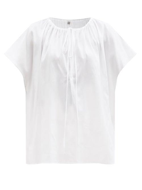 Matchesfashion.com Totme - Gathered Crepe Blouse - Womens - Ivory