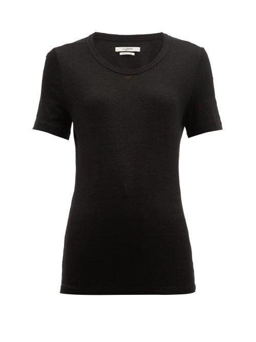 Matchesfashion.com Isabel Marant Toile - Killiann Scoop Neck Slubbed Linen Jersey T Shirt - Womens - Black