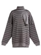 Matchesfashion.com Raf Simons - Draped Panel Lam Jacquard Sweater - Womens - Silver Multi