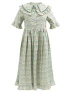 Horror Vacui - Martha Floral-print Cotton-poplin Dress - Womens - Green Multi