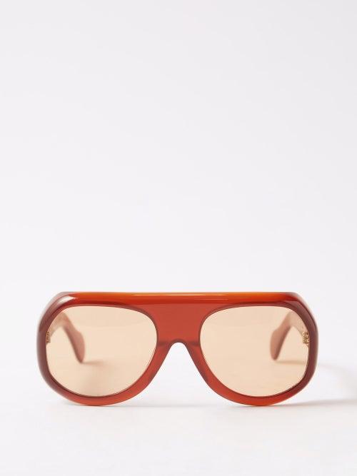 Port Tanger - X Vanessa Reid Kuky Aviator Sunglasses - Womens - Burgundy Multi