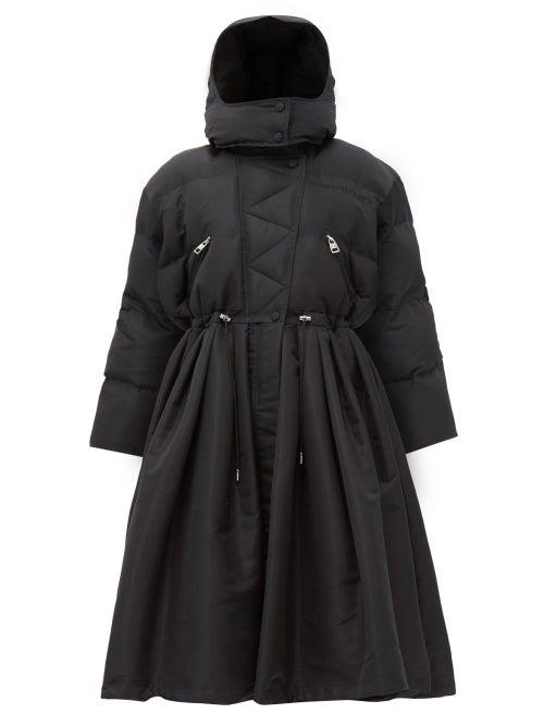 Alexander Mcqueen - Draped Quilted Shell Hooded Coat - Womens - Black