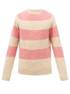 Ymc - Suedehead Striped Wool Sweater - Mens - Pink Multi