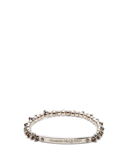 Matchesfashion.com Alexander Mcqueen - Mini Skull Bead Bracelet - Mens - Silver