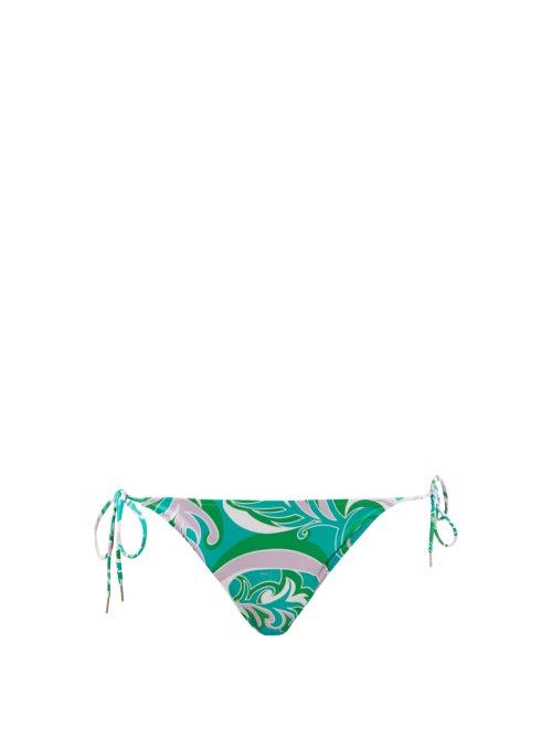 Ladies Beachwear Emilio Pucci - Printed Triangle Bikini Briefs - Womens - Green