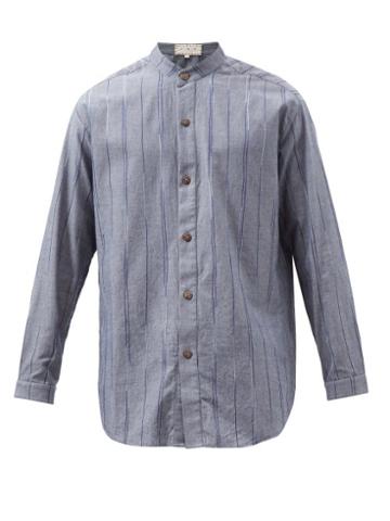 Smr Days - Tulum Stand-collar Striped Cotton Shirt - Mens - Grey