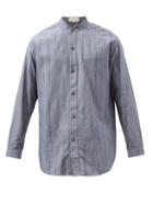 Smr Days - Tulum Stand-collar Striped Cotton Shirt - Mens - Grey