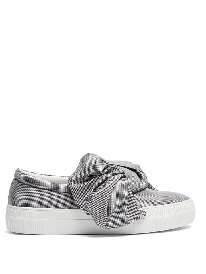 Joshua Sanders Bow Gingham Slip-on Trainers