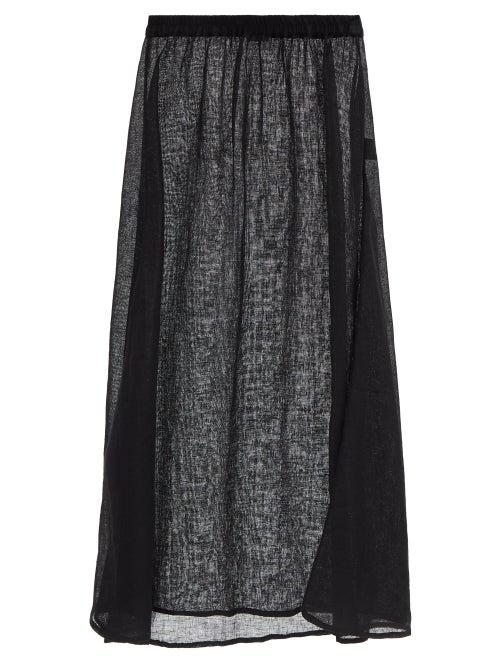 Le Kasha - Sanafir Organic Linen-gauze Skirt - Womens - Black