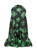 Matchesfashion.com Msgm - Ruffled Floral Jacquard Mini Dress - Womens - Black Multi