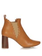 Chloé Lauren Scallop-edged Leather Ankle Boots