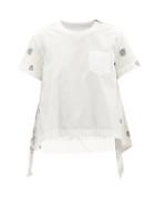 Sacai - Eyelet Bandana-print Cotton-poplin T-shirt - Womens - White Multi